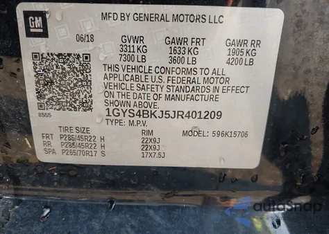 2018 Cadillac Escalade Luxury z USA, uszkodzony, nr VIN 1GYS4BKJ5JR401209